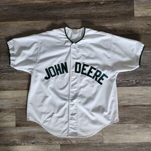 Vintage John Deere Jersey Mens Large Spell Out‎ Avon Farmer Tractor Canada Made